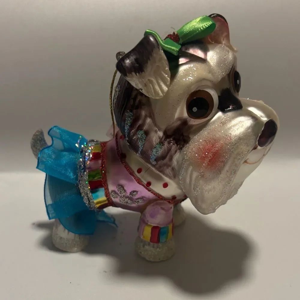 Vintage Christmas Glass Dog Ornament 4" Tall / New